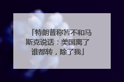 特朗普称暂不和马斯克说话：美国离了谁都转，除了我
