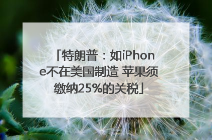 特朗普：如iPhone不在美国制造 苹果须缴纳25%的关税