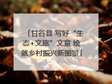 甘谷县 写好“生态+文旅”文章 绘就乡村振兴新图景
