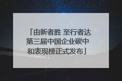 由新者胜 至行者达 第三届中国企业碳中和表现榜正式发布