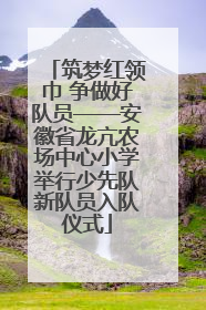 筑梦红领巾 争做好队员——安徽省龙亢农场中心小学举行少先队新队员入队仪式