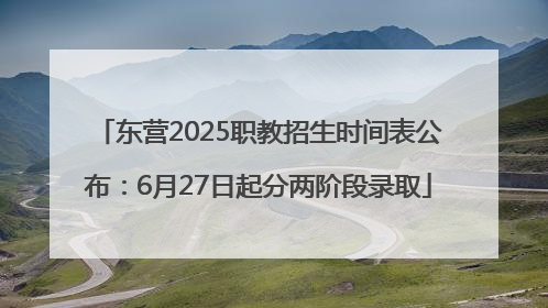 东营2025职教招生时间表公布：6月27日起分两阶段录取