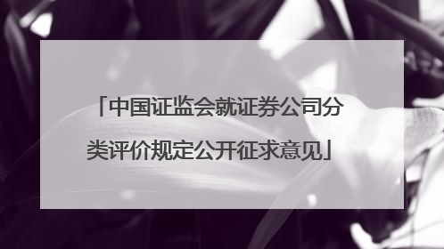 中国证监会就证券公司分类评价规定公开征求意见
