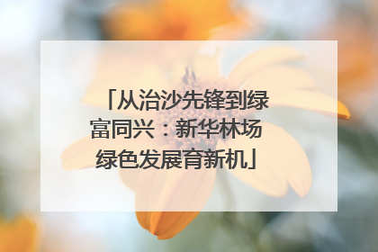 从治沙先锋到绿富同兴：新华林场绿色发展育新机
