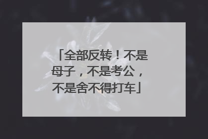 全部反转！不是母子，不是考公，不是舍不得打车