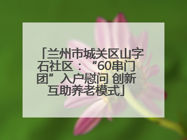 兰州市城关区山字石社区：“60串门团”入户慰问 创新互助养老模式