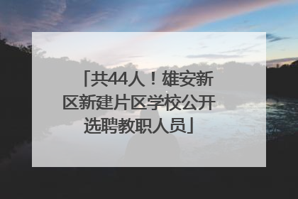 共44人！雄安新区新建片区学校公开选聘教职人员