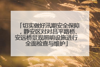 切实做好汛期安全保障，静安区对对昌平路桥、安远桥景观照明设施进行全面检查与维护