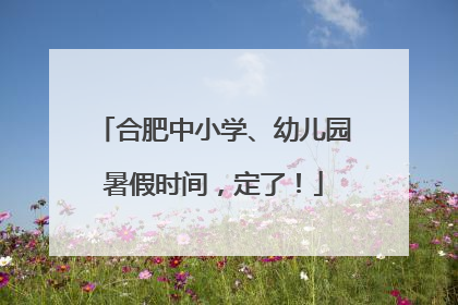 合肥中小学、幼儿园暑假时间，定了！
