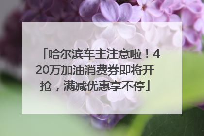 哈尔滨车主注意啦！420万加油消费券即将开抢，满减优惠享不停