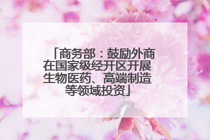 商务部：鼓励外商在国家级经开区开展生物医药、高端制造等领域投资