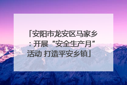 安阳市龙安区马家乡：开展“安全生产月”活动 打造平安乡镇