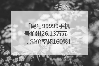 尾号99999手机号拍出26.13万元，溢价率超160%