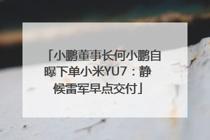 小鹏董事长何小鹏自曝下单小米YU7：静候雷军早点交付