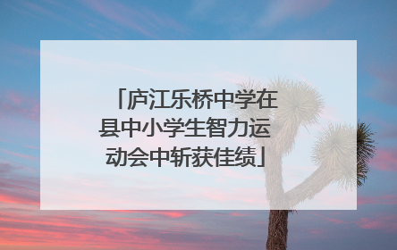 庐江乐桥中学在县中小学生智力运动会中斩获佳绩