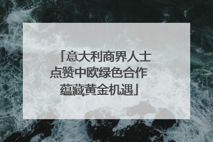 意大利商界人士点赞中欧绿色合作蕴藏黄金机遇