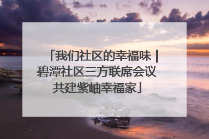 我们社区的幸福味｜碧潭社区三方联席会议共建紫岫幸福家