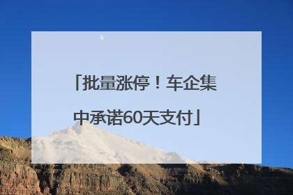 批量涨停！车企集中承诺60天支付