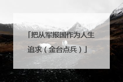 把从军报国作为人生追求（金台点兵）