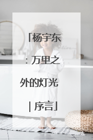 杨宇东：万里之外的灯光｜序言