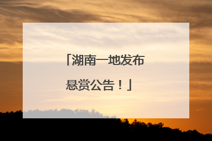 湖南一地发布悬赏公告！