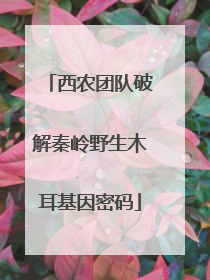 西农团队破解秦岭野生木耳基因密码