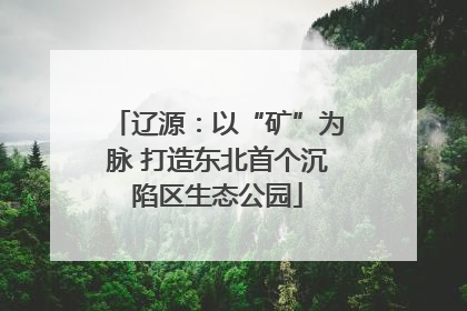 辽源：以“矿”为脉 打造东北首个沉陷区生态公园