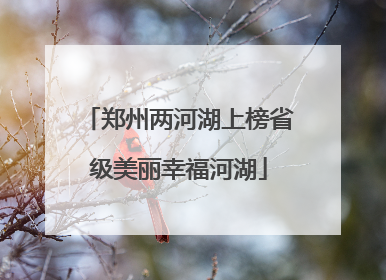 郑州两河湖上榜省级美丽幸福河湖