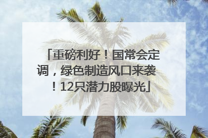 重磅利好！国常会定调，绿色制造风口来袭！12只潜力股曝光