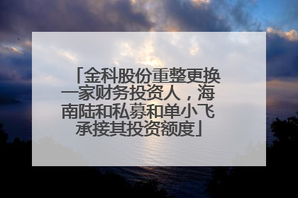 金科股份重整更换一家财务投资人，海南陆和私募和单小飞承接其投资额度