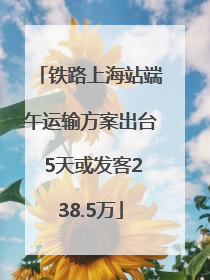 铁路上海站端午运输方案出台 5天或发客238.5万