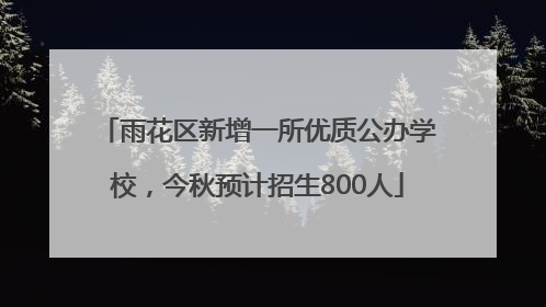 雨花区新增一所优质公办学校，今秋预计招生800人