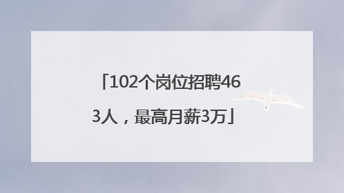 102个岗位招聘463人，最高月薪3万