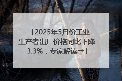 2025年5月份工业生产者出厂价格同比下降3.3%，专家解读→