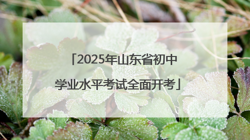 2025年山东省初中学业水平考试全面开考