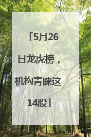 5月26日龙虎榜，机构青睐这14股